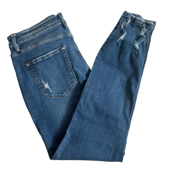 KanCan Estilo Skinny Jeans Exposed Buttonfly Distressed Hem Blue Denim Size 32 - Picture 4 of 15